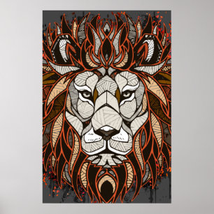 Polygon Lion   Farblich Zeichnend   Lion Poster