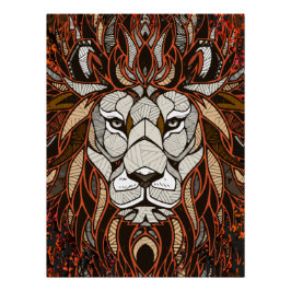 Polygon Lion Poster Glossy - Farbenfroh Zeichnend