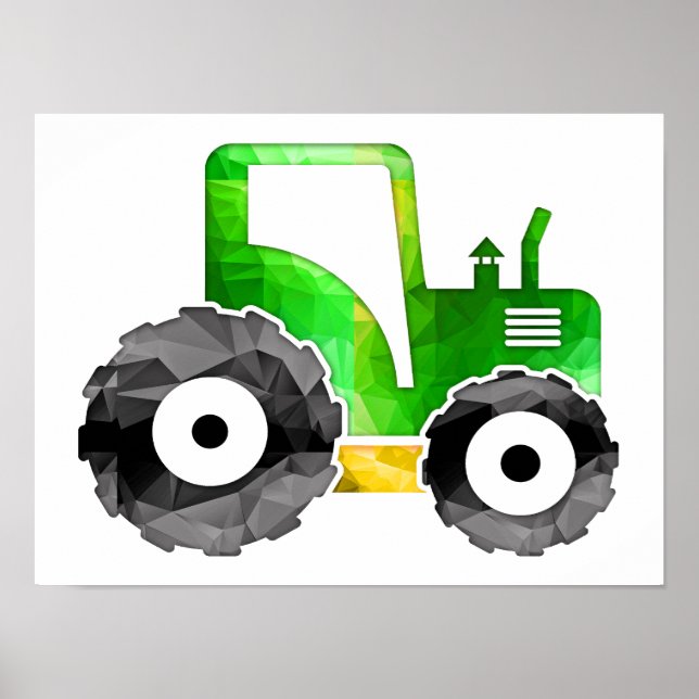 Polygon Mosaik Green & Yellow Traktor Poster (Vorne)