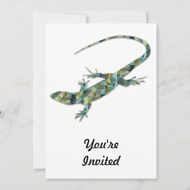Polygon Mosaikgrüne Eidechse Einladung (Vorderseite)