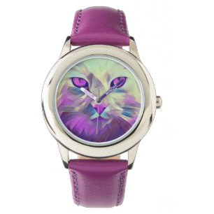 Polygon Pink Niedlich Cat Face eWatch Armbanduhr