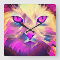 Polygon Pink Niedlich Cat Face Wall Clock