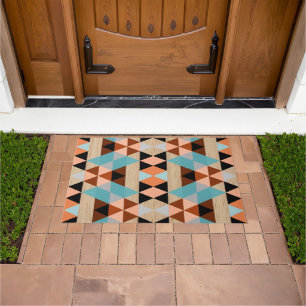 Polygon Quadrate Dreiecke Holz Stammes-Mosaik-Kuns Fußmatte