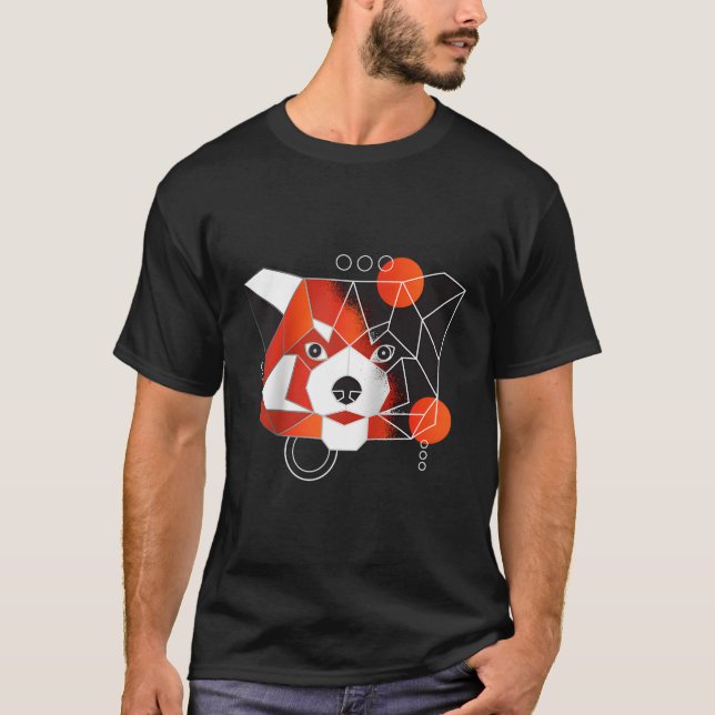 Polygon Red Panda Minimal Baseball T-Shirt (Vorderseite)