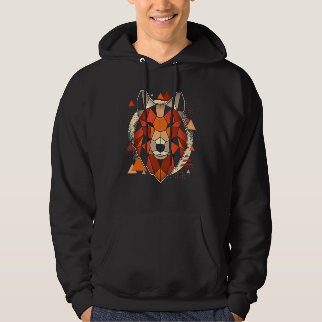 Polygon Wolf Moon Or Polygon Dog Wolf Dad Dog Poly Hoodie (Vorderseite)