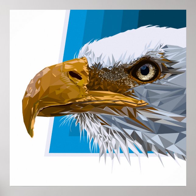 Polygonadler mit blauem Hintergrund Poster (Vorne)