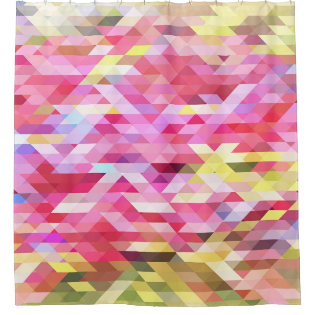 Polygonal digital, rosa abstrakt Vintag. Duschvorhang (Vorderseite)