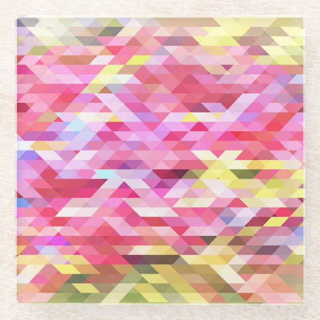 Polygonal digital, rosa abstrakt Vintag. Glasuntersetzer (Vorderseite)