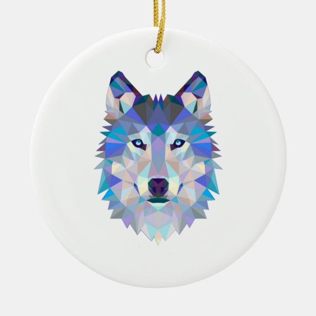 Polygonal geometric wolf head keramik ornament (Vorne)