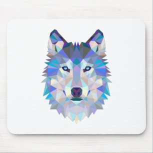 Polygonal geometric wolf head mousepad