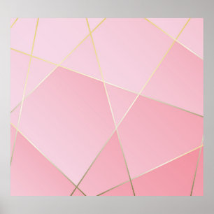 Polygonal Luxus: Golden-Pink Vintages Design. Poster