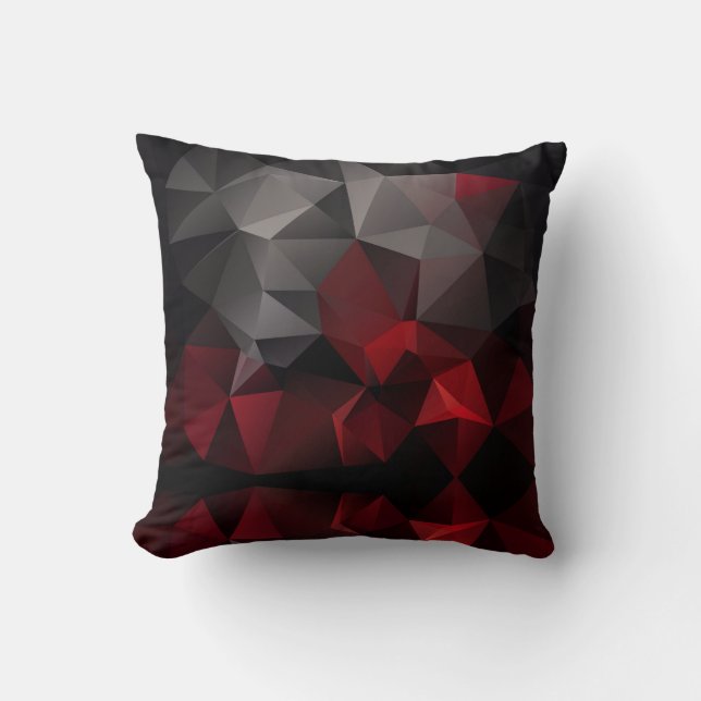 Polygonal , schwarz und rot kissen (Vorderseite)