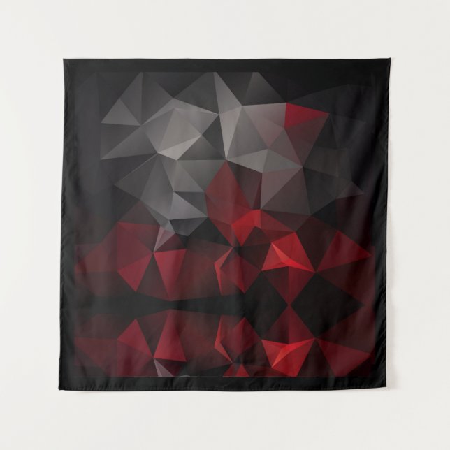 Polygonal , schwarz und rot wandteppich (Vorderseite)