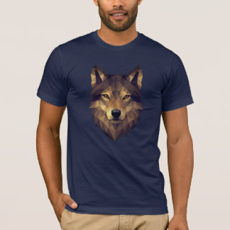 Polygonal Wolf Kopf Geometrische Kunst in Erdtönen T-Shirt