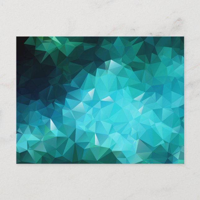 Polygonale Aquamarine Abstrakt Postkarte (Vorderseite)