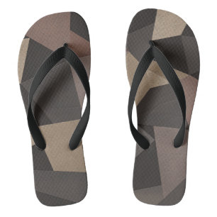 Polygonale Dreiecke geometrische Druckbraun-Farben Flip Flops