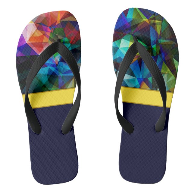 Polygonale geometrische Dreiecke, leuchtend bunt c Flip Flops (Fußbett)