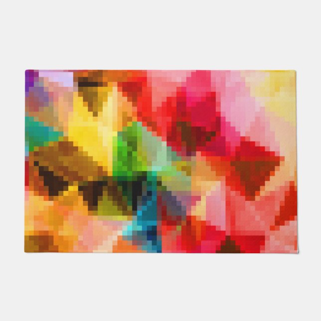 Polygonale geometrische Pixel quadratisch verschwo Fußmatte (Vorderseite)