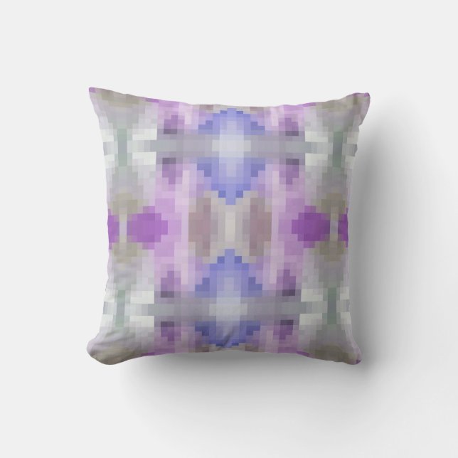 Polygonale geometrische violette lila Pixel squ Kissen (Vorderseite)