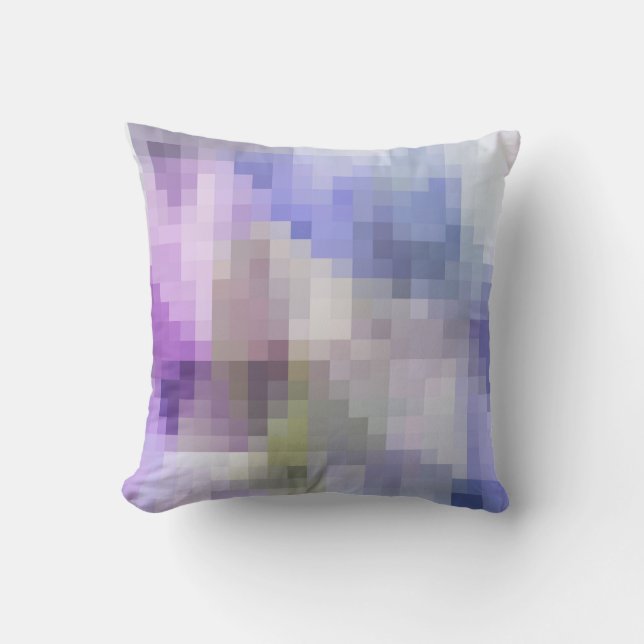 Polygonale geometrische violette lila Pixel squ Kissen (Vorderseite)