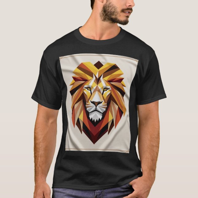 Polygonale Majestät: Geometrischer Löwenanteil T - T-Shirt (Vorderseite)