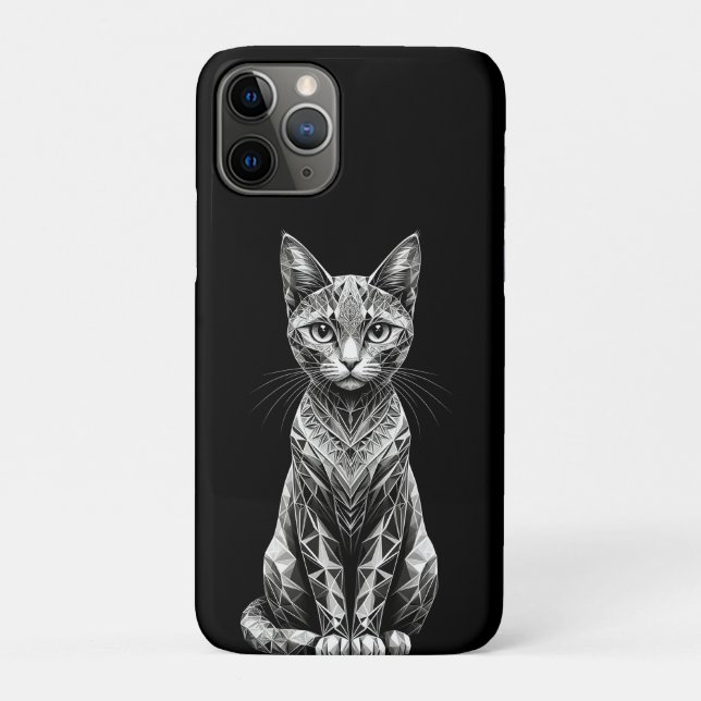 Polygonale Zeichnung einer Katze mit geometrischer Case-Mate iPhone Hülle (Rückseite)