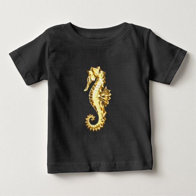 Polygonales Gold-Seepferd Baby T-shirt (Vorderseite)