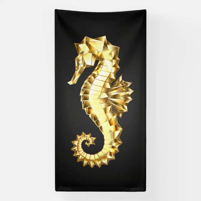 Polygonales Gold-Seepferd Banner (Vertikal)