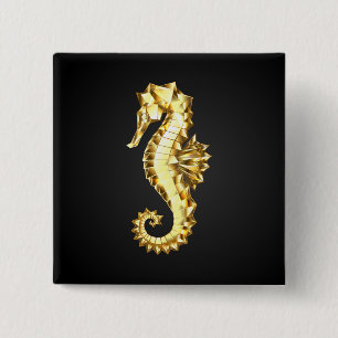 Polygonales Gold-Seepferd Button