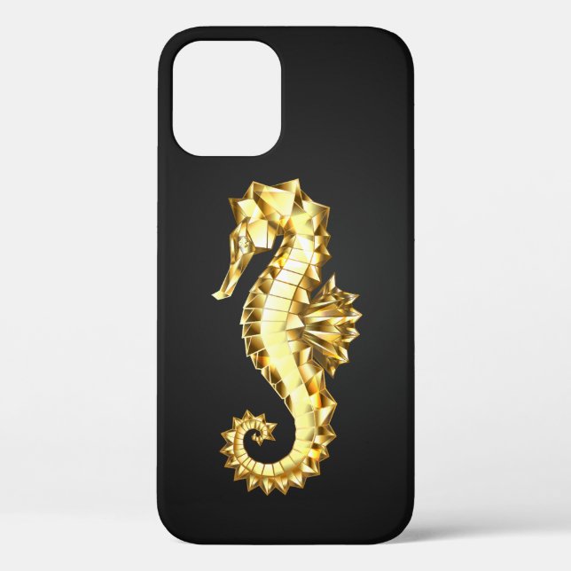Polygonales Gold-Seepferd Case-Mate iPhone Hülle (Rückseite)
