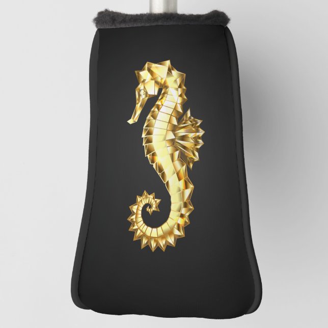 Polygonales Gold-Seepferd Golf Headcover (Rotieren 90)