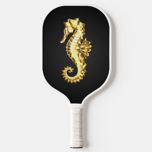 Polygonales Gold-Seepferd Pickleball Schläger (Vorderseite)