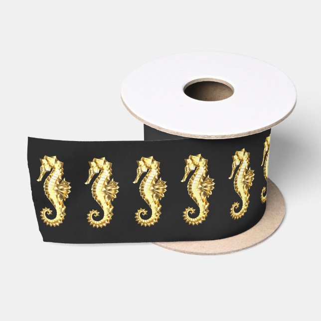 Polygonales Gold-Seepferd Satinband (Spule)