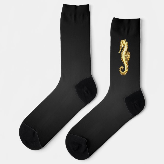 Polygonales Gold-Seepferd Socken (Linkes Detail)