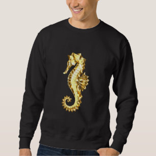 Polygonales Gold-Seepferd Sweatshirt