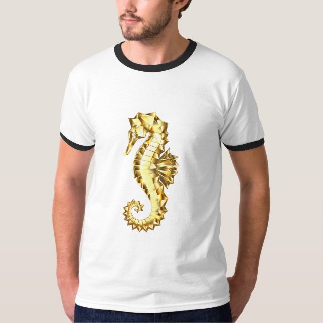 Polygonales Gold-Seepferd T-Shirt (Vorderseite)
