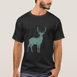 Polygonales Hirschkalb – Teal-Geometrie in Bewegun T-Shirt