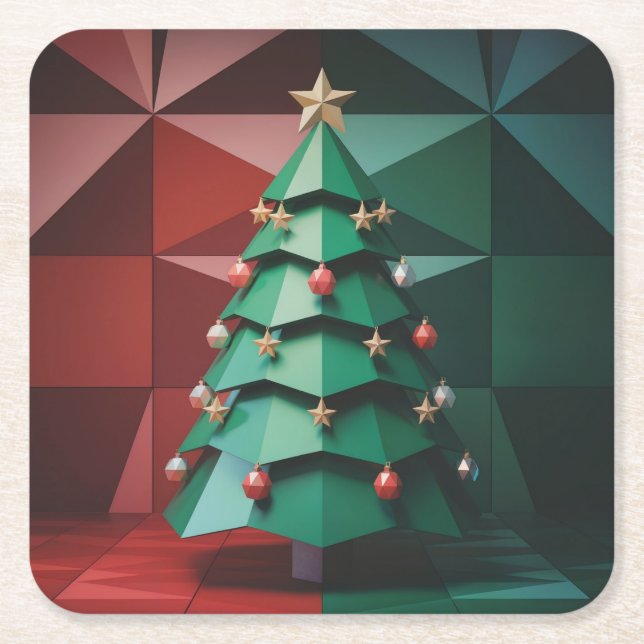 Polygonales Weihnachtsbaum-Set für Untersetzer im  (Vorderseite)