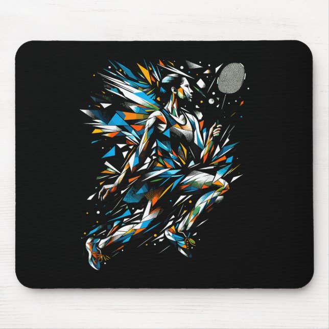 Polygone Kunst Badminton Spieler Shuttle Frauen Ba Mousepad (Vorne)