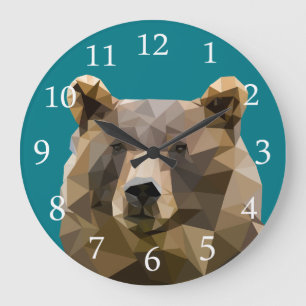 Polygons Bear Custom Große Wanduhr