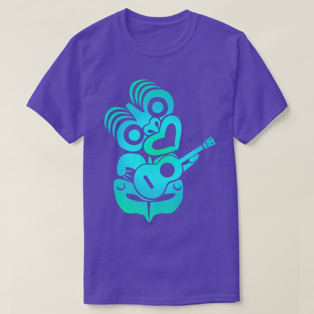 Polynesia Maori Hei Tiki Ukulele Musik Neuseeland T-Shirt (Design vorne)