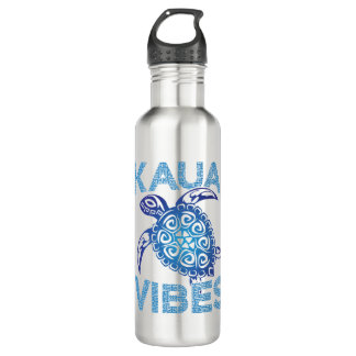 Polynesian Blue Tribal Sea Turtle Kauai Vibes Edelstahlflasche