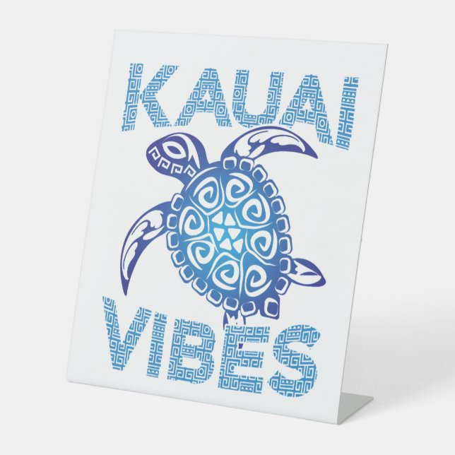 Polynesian Blue Tribal Sea Turtle Kauai Vibes  Sockelschild (Vorderseite)