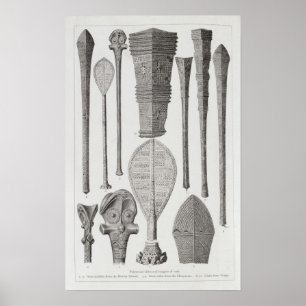 Polynesian clubs and insignia of rank poster