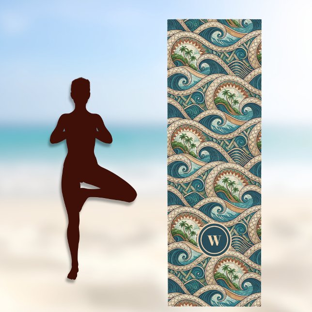 Polynesian Tropical Wave Palm Trees Pattern Name Yogamatte (Von Creator hochgeladen)