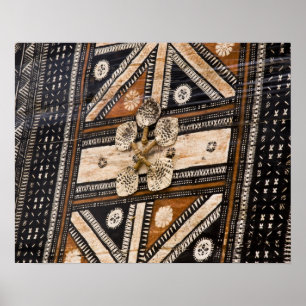 Polynesien, Königreich Tonga. Detail der Tapa Poster