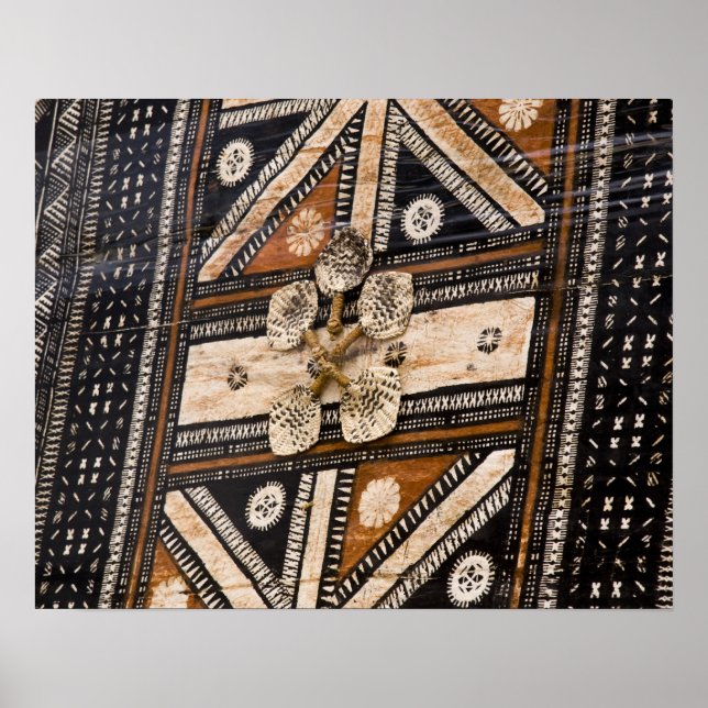 Polynesien, Königreich Tonga. Detail der Tapa Poster (Vorne)