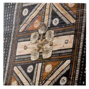 Polynesien, Königreich Tonga. Detail von Tapa Fliese
