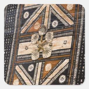Polynesien, Königreich Tonga. Detail von Tapa Quadratischer Aufkleber