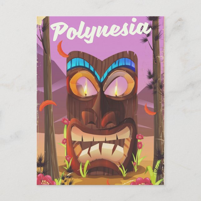 Polynesien Tiki-Maske Postkarte (Vorderseite)